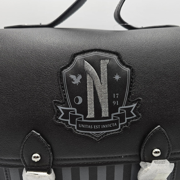 Wednesday The Addams Family Nevermore Academy Black Halloween Mini Backpack Bag - Picture 6 of 6